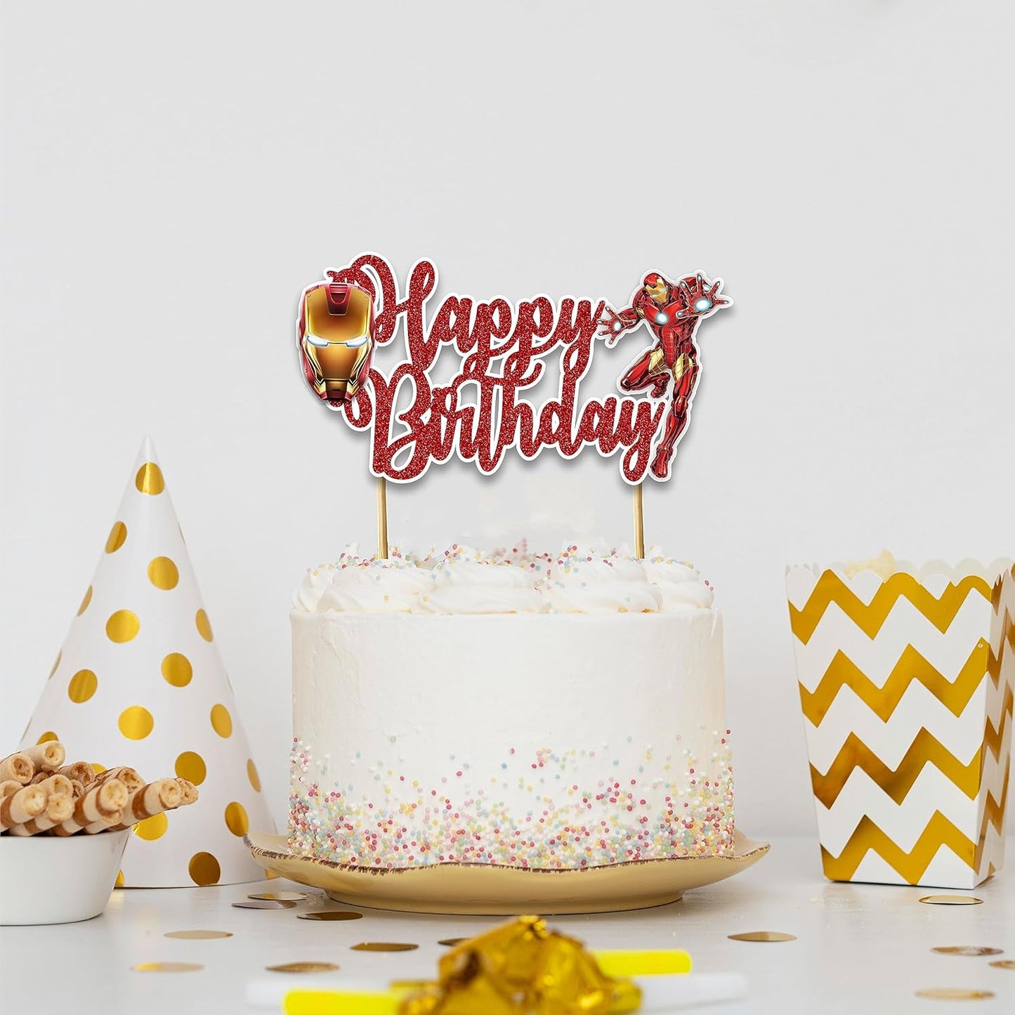 Irn man Happy Birthday Cake Topper - Birthday Decorations.