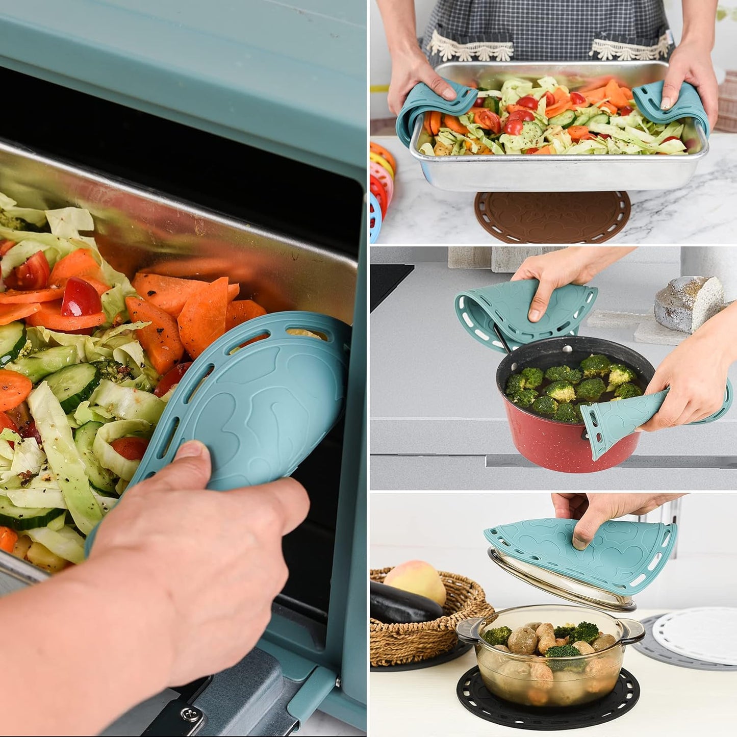 Smithcraft Silicone Trivet Big Round Pot Holder and Trivet for Hot Dishes and Pots, Hot Mat for Countertops, Tables, Spoon Rest - Set of 3 (Merlot Red)