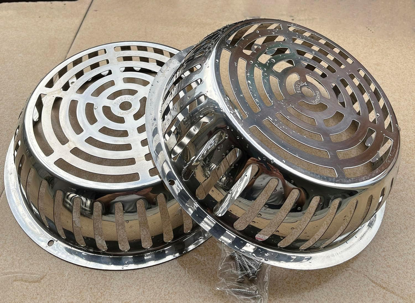 SUS304 Stainless Steel Roof Dome Drain Cover Strainer Anti-Clogging Atrium Grate 2pcs/pk (Φ: 8.5 inch)