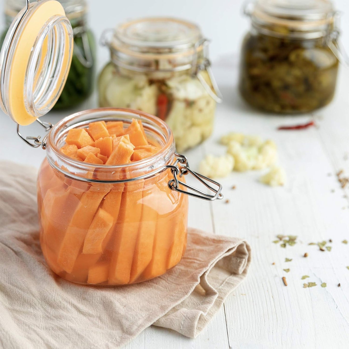 Galashield Glass Jars with Lids 24 oz Food Storage Jars with Airtight Lids Leak Proof Glass Canisters Kitchen Jars [Set of 2]