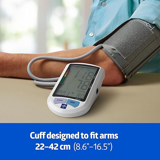 Medline Advanced Automatic Blood Pressure Monitor, Universal Upper Arm Cuff, Large Digital LCD Display, Stores Up to 90 Readings, Carrying Case and Batteries Included