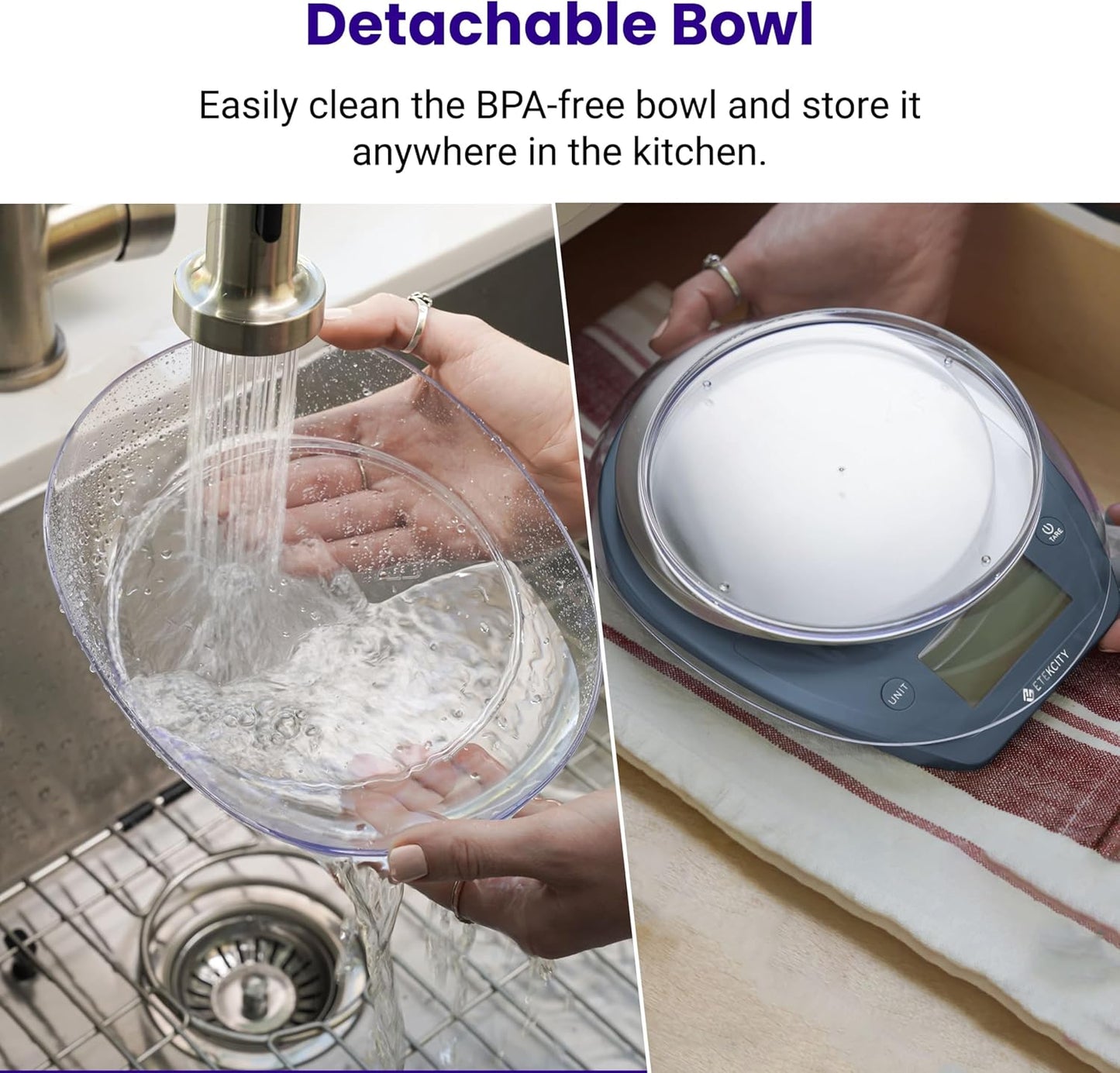 Etekcity 0.1g Food Scale, Bowl, Digital Grams and Ounces for Weight Loss, Dieting, Baking, Cooking, and Meal Prep, 11lb/5kg, Stainless Steel Prussian Blue