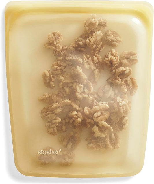 Stasher Premium Silicone Reusable Food Storage Half Gallon Bag, Yellow, Microwave, Sous Vide, Dishwasher, Oven and Freezer Safe, BPA Free, Leak-free, Eco-friendly, 64 Oz