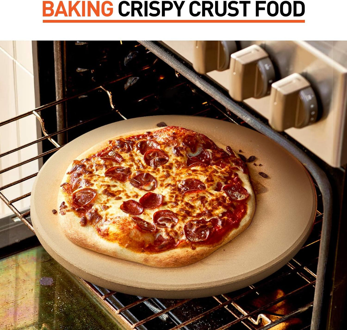 12 Inch Pizza Stone for Oven and Grill, Round Cordierite Baking Stone Thermally Shock Resistant for No More Soggy Pizza, Includes Scraper, Fits Standard Ovens (0.6" Thick)