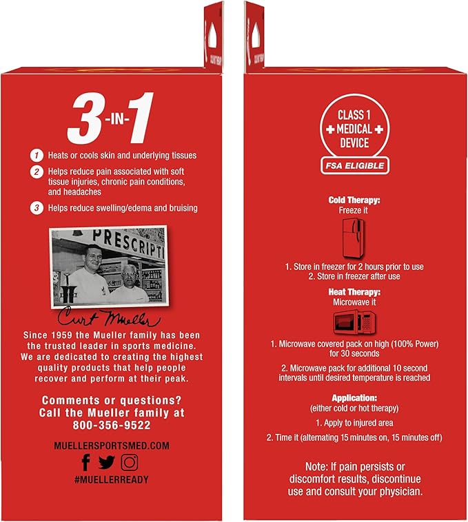 MUELLER Sports Medicine Reusable Fabric Cold & Hot Pack, Ice Pack for Injuries and Pain Relief, Blue