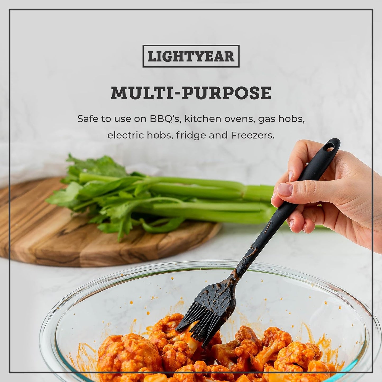 Lightyear Silicone Basting Pastry Brush Set (2 Pcs) ❘ 450°F Heat Resistant Oil Brush for Your Kitchen - Ideal For BBQ’s, Baking & Cooking 100% Food Grade Silicone - BPA Free & Dishwasher Safe (Purple)