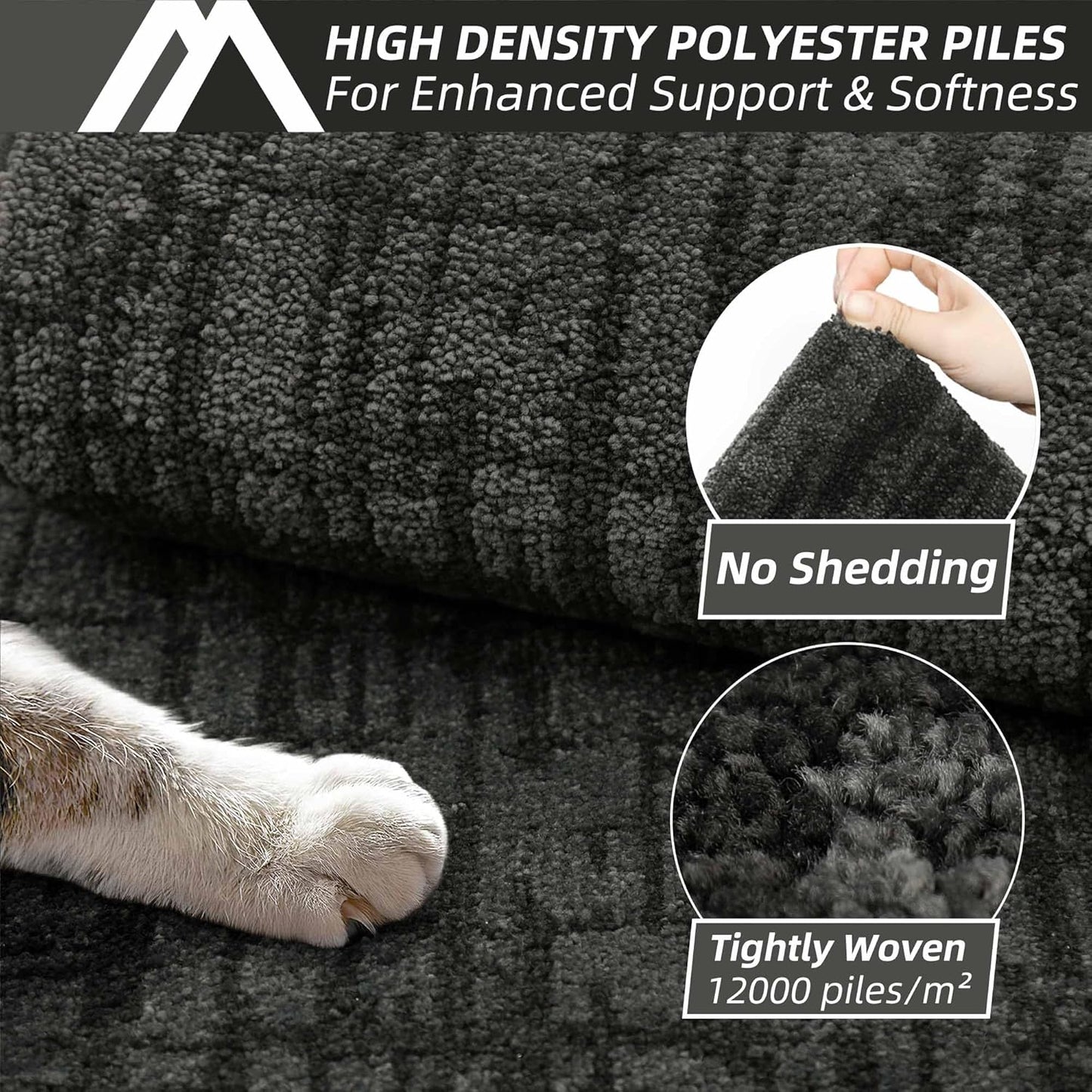 COSY HOMEER Kitchen Rugs Non Slip Washable 24"x36"+24"x60" Absorbent Soft Kitchen Mats for Floor Polyester Kitchen Runner Rug Sets of 2 Kitchen Floor Mats for Sink Mat,Hallway,Laundry,Dark Grey