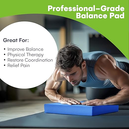 Steady Doggie | Blue Foam Balance Pad - Balance Board for Physical Therapy - Durable Large Textured Cushion Pad for Exercise, Workout, Balancing, Stability Workout, Knee and Ankle Exercise