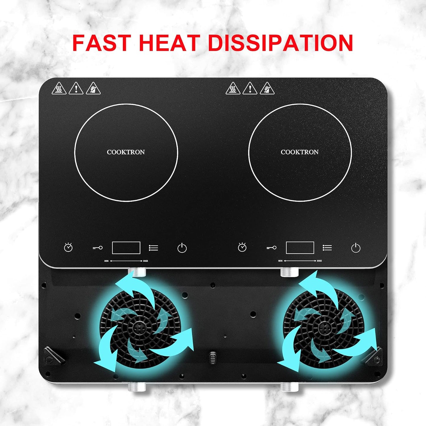 Double Induction Cooktop Burner, 1800w 2 burner Induction Cooker Cooktop, 10 Temperature 9 Power Settings Portable Electric Countertop Burner Touch Stove with Child Safety Lock & Timer