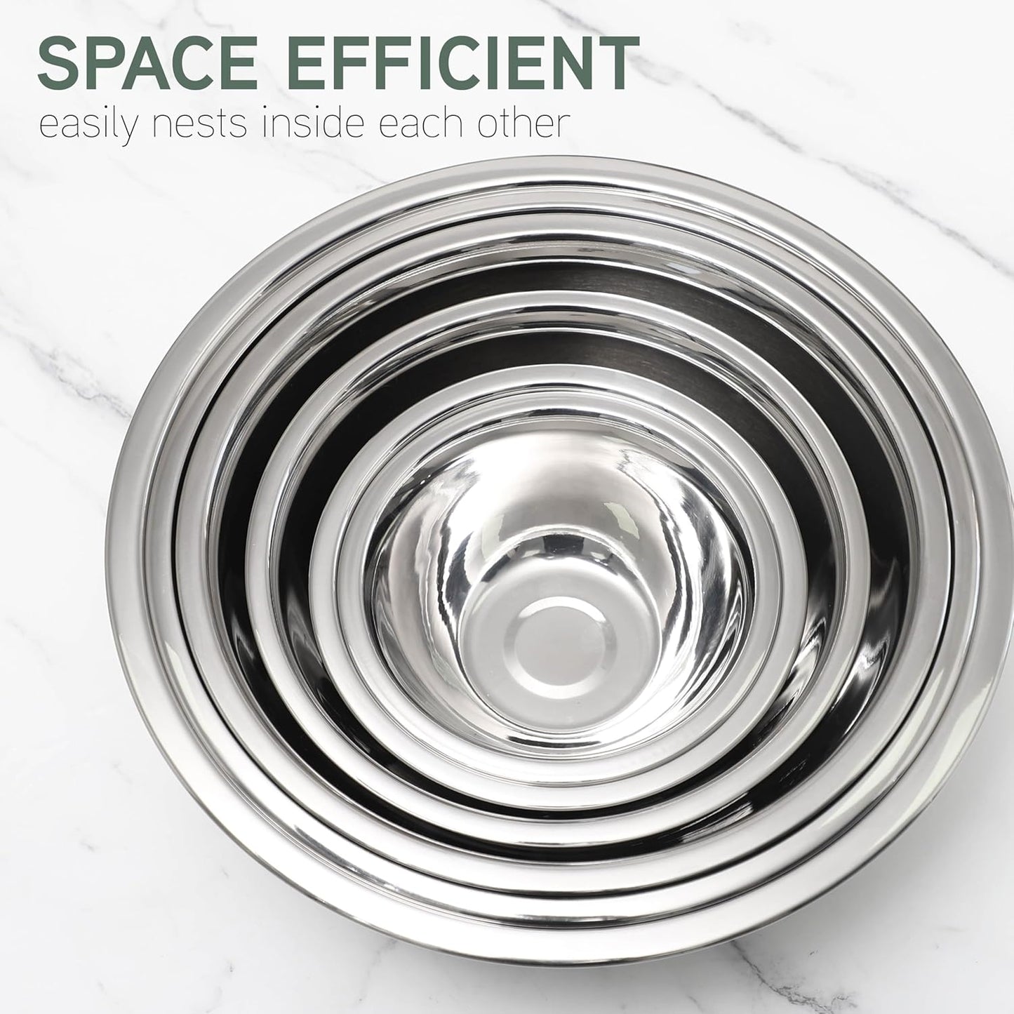 COOK WITH COLOR Stainless Steel Mixing Bowls Set - Nesting Bowls, 6 Pieces, Silver with Non Slip Bottom