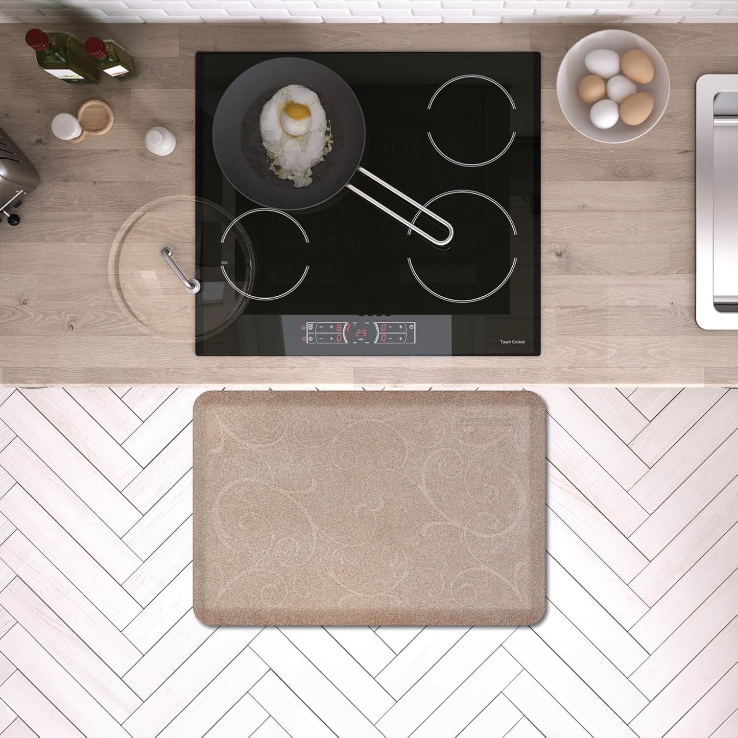 WellnessMats Bella Collection Anti-Fatigue Floor Mat, Polyurethane – Ergonomic Support Pad for Home, Kitchen, Garage, Office Standing Desk – Water Resistant - Made in USA