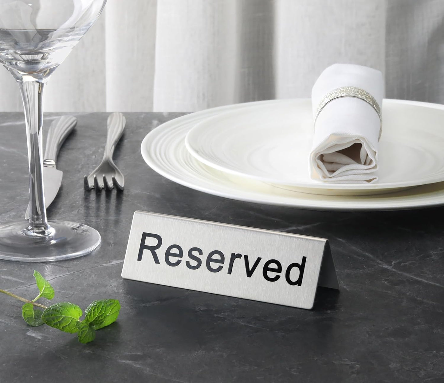 New Star Foodservice Stainless Steel Table Tent Sign (Scoltp-213 (Reserved), 4 x 1.5-Inch (Set of 6))