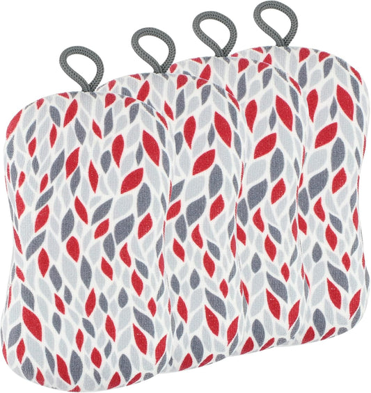 MÜkitchen Premuim Sponge for Dishes and Household Cleaning | Microfiber Print and Non-Scratch Scrub Pad | Set of 4 | (Petals)