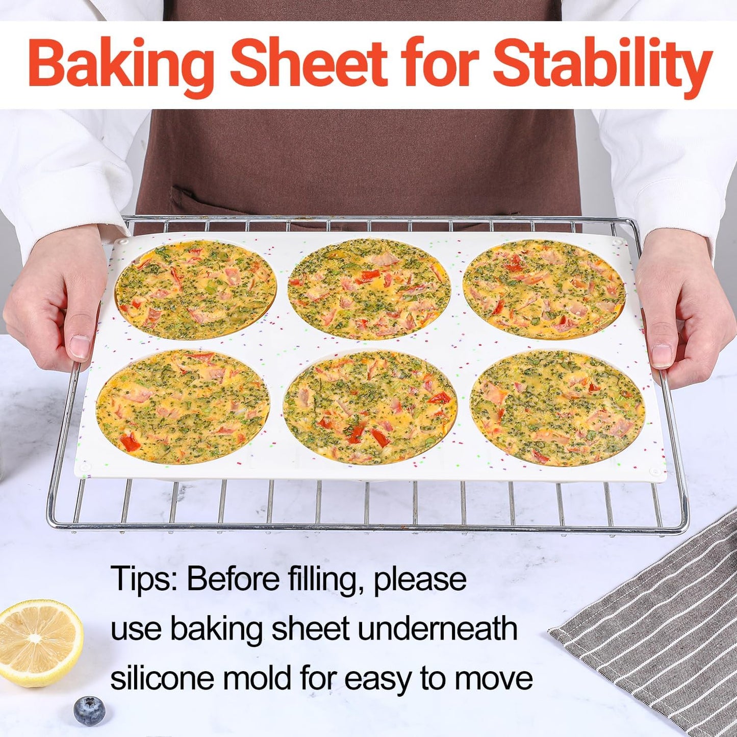 Jumbo Muffin Top Pan, 4 Inch Extra Large Egg Baking Pan for Oven Silicone Molds for Breakfast Sandwiches, English Muffins, Whoopie Pies, Corn Bread, Egg Bites, 2 Pack Confetti