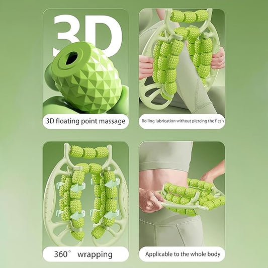 Deep Tissue Massage Roller for Legs Leg Massager Roller Thigh Massager PP 18-Wheel 9.45x10.24x4.33in Pink/Green for Home Fitness Muscle Recovery Men Women (12Wheels,Green)