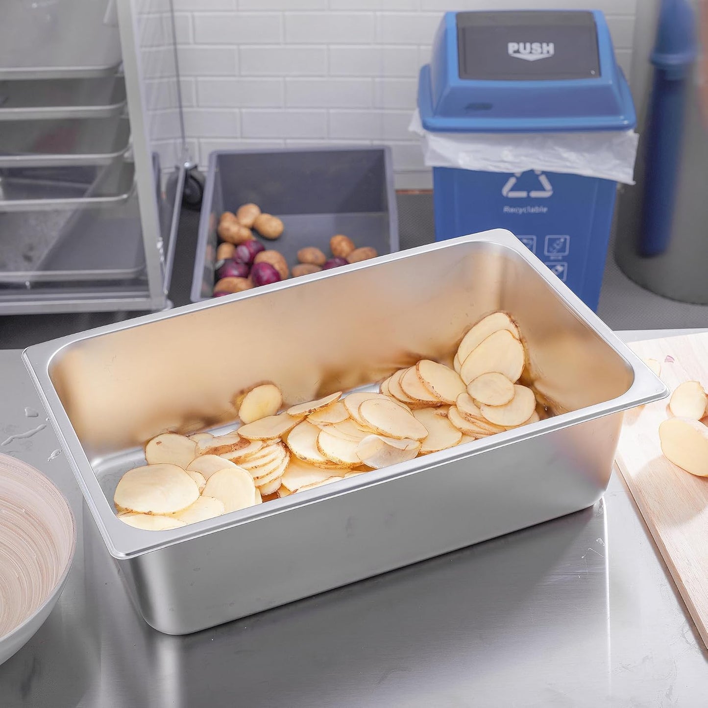 Stainless Steel Pan 6-Pack 6 Inch Deep Full Size Pans Catering Storage Metal Food Pan commercial Steamer pan food Catering Trays for Hotel Steam Table Tray for Food Warmer