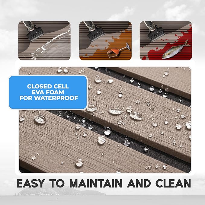 FOCEAN Boat Flooring EVA Foam Boat Decking Faux Teak Marine Flooring Boat Mat Boat Carpet Sheet for Motorboat RV Yacht Kayak Surfboard, 94.5"x 47.2"/35.4"/23.6"/15.7"