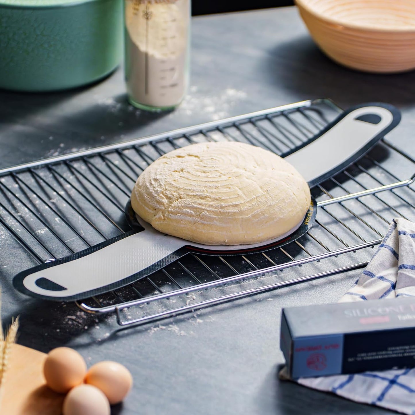 GUYDREMAT 2 Pcs XL Silicone Bread Sling - Heat Resistant Beyond 500F, 9.4" Extra Large Size, Non-Stick Food-Grade Baking Mat for Sourdough, Artisan Loaves, and Large Dutch Ovens, Durable and Reusable