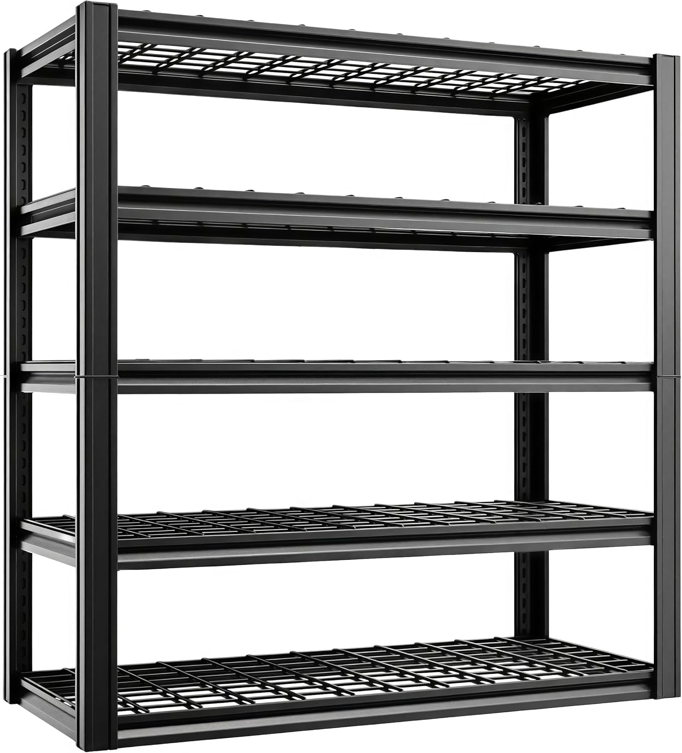 5 Tier Metal Shelving Unit, Adjustable Storage Shelves, 84" H x 47" W x 24" D Heavy Duty Garage Shelves for Warehouse, Basement, Kitchen, Pantry, Living Room, Black