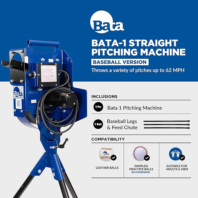BATA Baseball Wheel Pitching Machine, Youth and Adult Automatic Pitch Machine for Baseballs, Practice Training Equipment