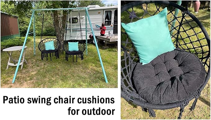 Tiita Seat Cushion Round, Hanging Chair Cushions, Floor Cushion 22 Inch Set of 2, Throw Pillows Indoor/Outdoor (Black, 22 x 22 x 4 Inches)