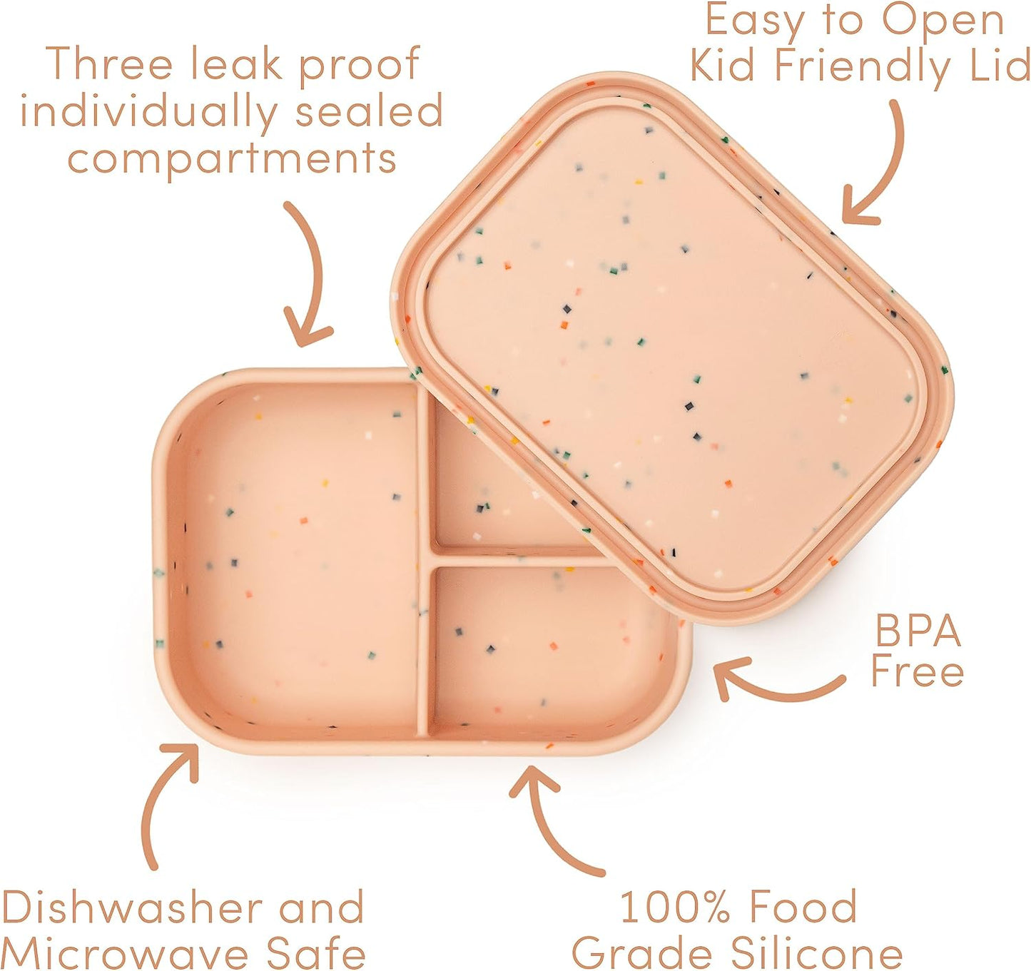 Ullabelle Leak Proof Bento Box Food-Grade Silicone Bento, BPA, Phthalate, Lead, & PVC Free - Bento Lunch Box for Daycare, Kids, & Adults - Leak Resistant Sets With Lids Snack Box Container (Pink)