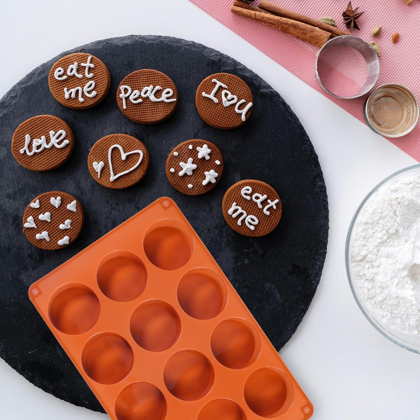 Muffin Pan, 12 Cup Silicone Cake Moulds for Baking, Silicone Muffin Cases, Non Stick Muffin Tin, Cookies Jelly Mould - BPA Free and Dishwasher Safe