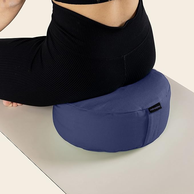 Retrospec Sedona Zafu Meditation Cushion Filled w/Buckwheat Hulls - Yoga Pillow for Meditation Practices - Machine Washable 100% Cotton Cover & Durable Carry Handle, Round