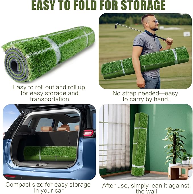 SIOTMERA 23x16IN & 5x4FT Golf Mat, Dual-Turf Golf Hitting Mat with High-Elasticity EVA Anti-Slip Bottom, Anti-Deformation,Reinforced Glue, Ideal for Swing,Chipping Practice,Indoor/Outdoor