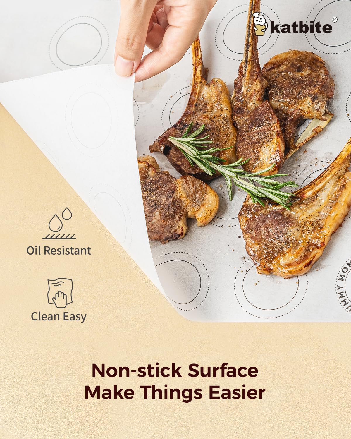 Katbite 100 Macaron Parchment Sheets Template Baking, Cookie Parchment, Printed Circle Baking Stencil for Macaron Cookie, 12x16 In, Non-Stick & Heavy Duty, Pre-cut Paper for Chicken Pizza French Fry