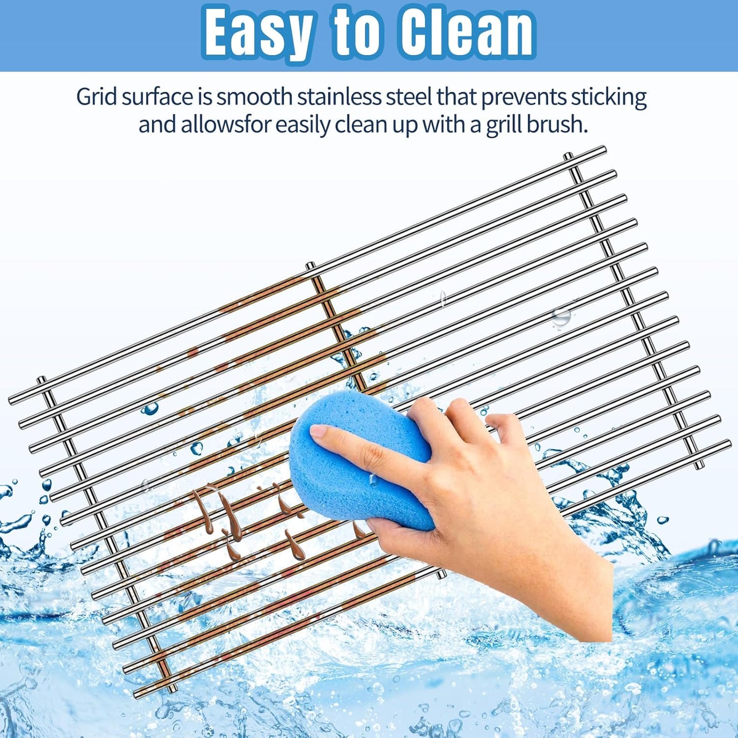 18 7/8" SUS304 9MM Cooking Grates for Weber Genesis II E210 Grill Grates for Weber Genesis II E-210 S-210 Genesis LX E240 S-240, 2-Pack Grill Grate for Weber 60004001 65004001 66801 66094