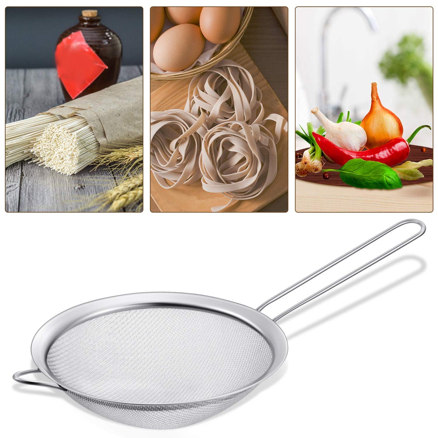 Boao 4 Pieces Stainless Steel Funnels with Fine Mesh Strainer, Household Kitchen Canning Funnels with Stainless Steel Colander