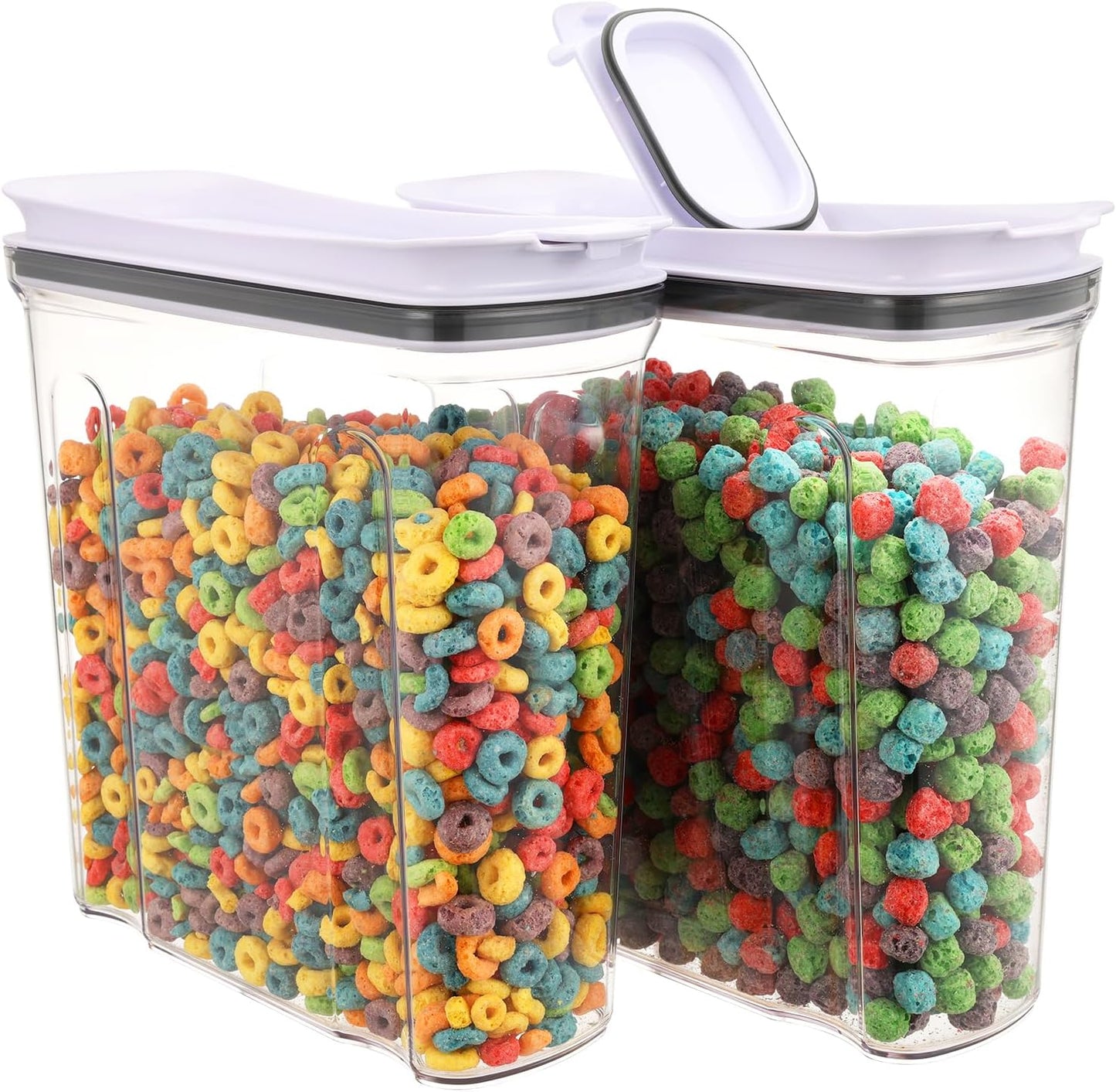 FreshKeeper Cereal Containers Storage Set, Airtight Food Storage Container with Lid 4L/135.2oz, 2PCS BPA-FREE Plastic Pantry Organization Canisters for Rice Cereal Flour Sugar Dry Food in Kitchen