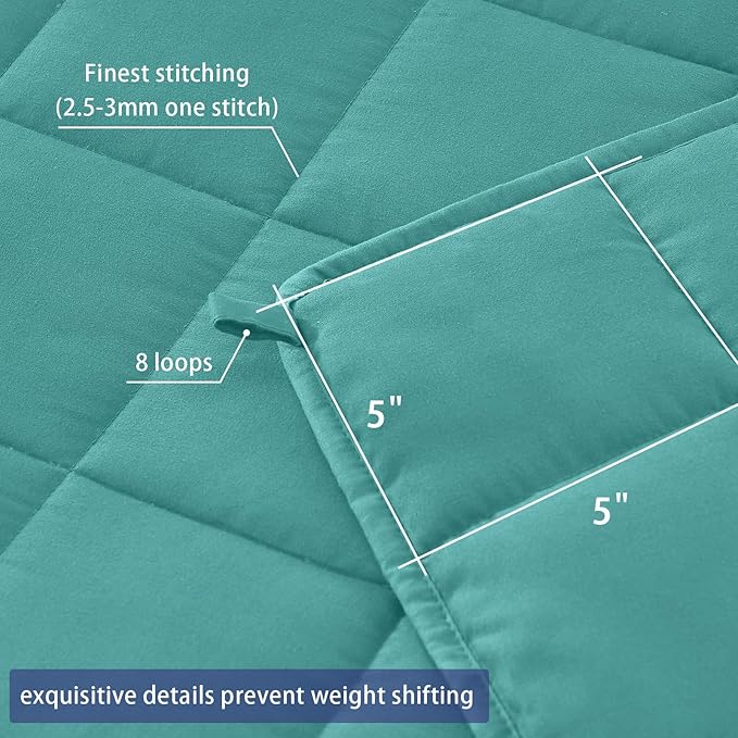 yescool Weighted Blanket for Adults (17 lbs, 48" x 72", Teal) Cooling Heavy Blanket for Sleeping Perfect for 160-180 lbs, Twin Size Breathable Blanket with Premium Glass Bead, Machine Washable