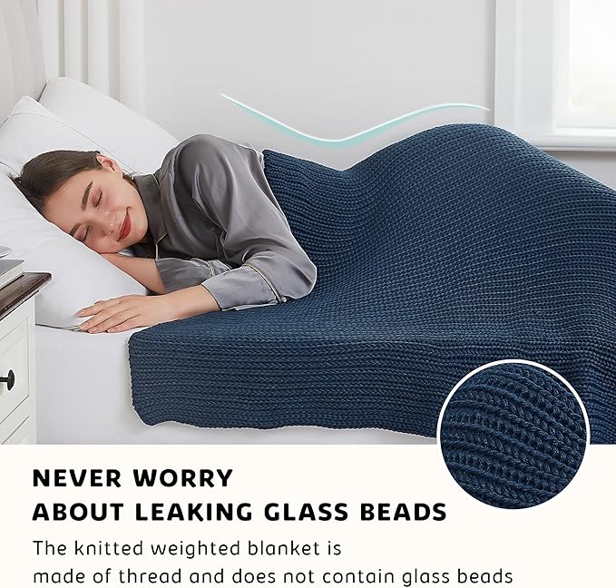 L'AGRATY Knitted Weighted Blanket - 48"x72" 20lbs Cooling Chunky Knit Heavy Blanket for Adults Braided Crochet Throw Thick Cable Yarn Knit Decorative No Beads Evenly Weighted Machine Washable