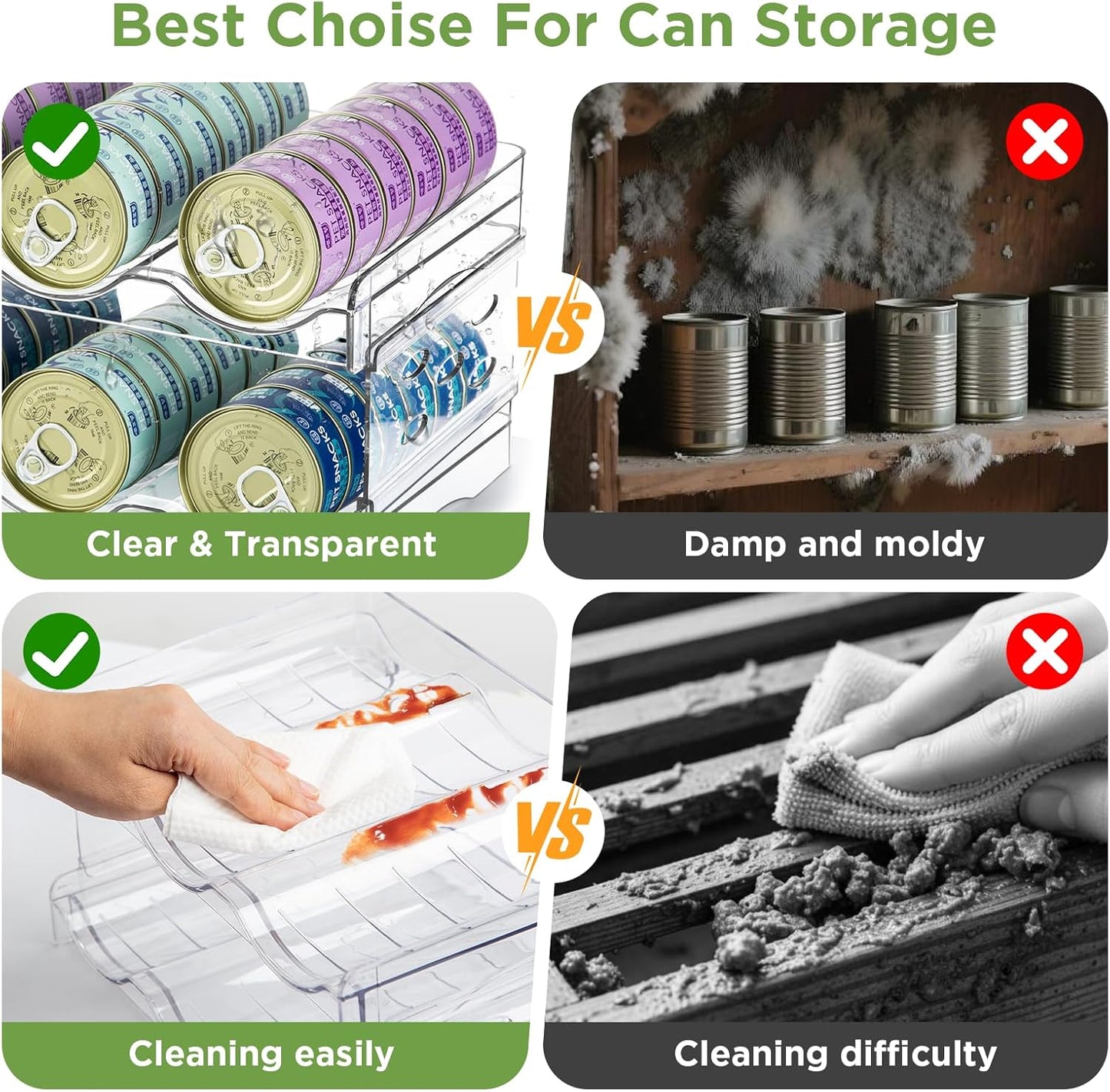 REFLYING Cat Food Can Organizer, 2-Layer Transparent Cat Food Storage Container Holds 36 (3.5oz) Cans, Canned Cat Food Organizer and Storage for Countertop Kitchen Cabinet or Pantry Shelf (2 layers)