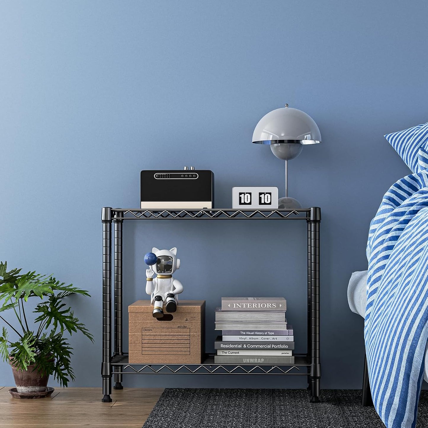 MZG 220 lbs 2 Tier Storage Rack Metal Wire Shelving Unit, Storage Standing Household Shelf Organizer for Laundry Bathroom Kitchen Pantry Closet Basement Utility Room, Black 11.8" D x 27.6" W x 23.4" H