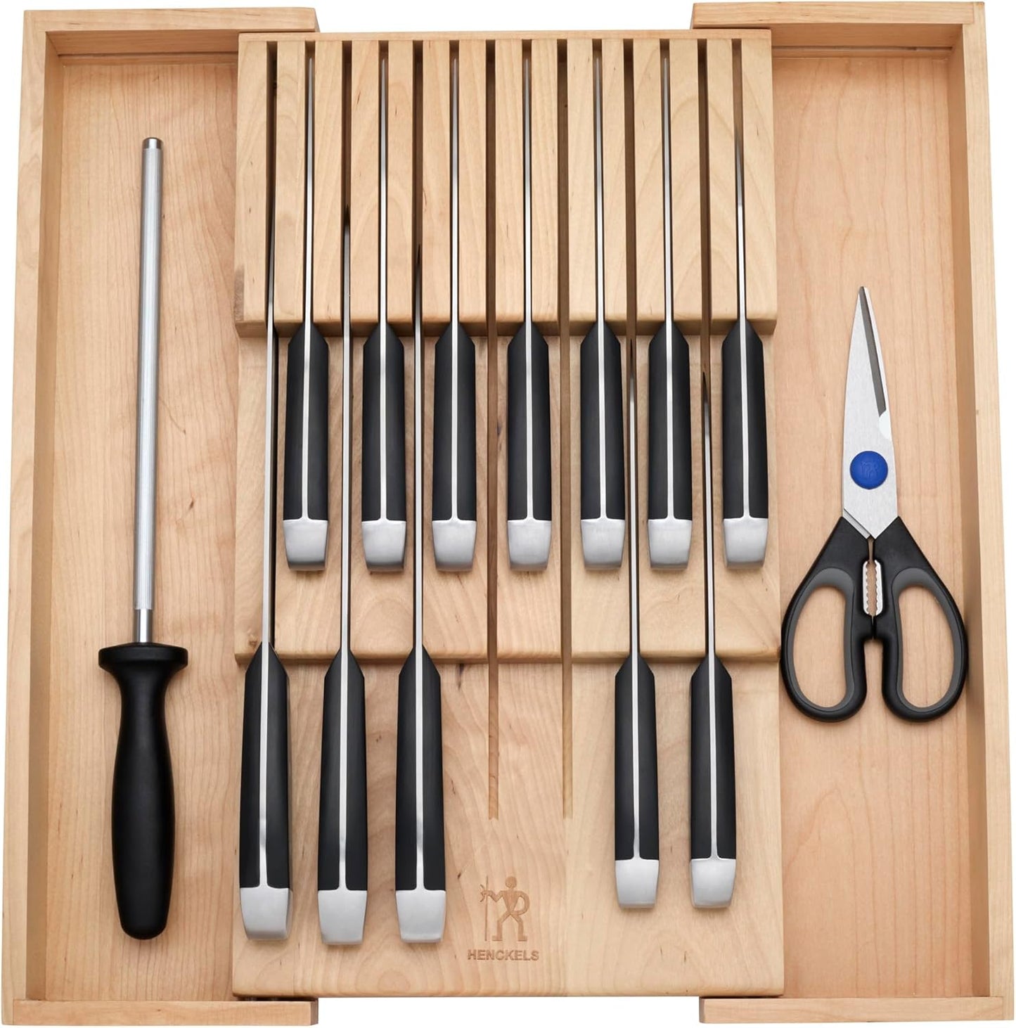 Henckels Statement 15-pc Knife Set with In-Drawer Knife Tray, Razor-Sharp, German Engineered Informed by over 100 Years of Experience, Lightweight and Strong, Dishwasher Safe