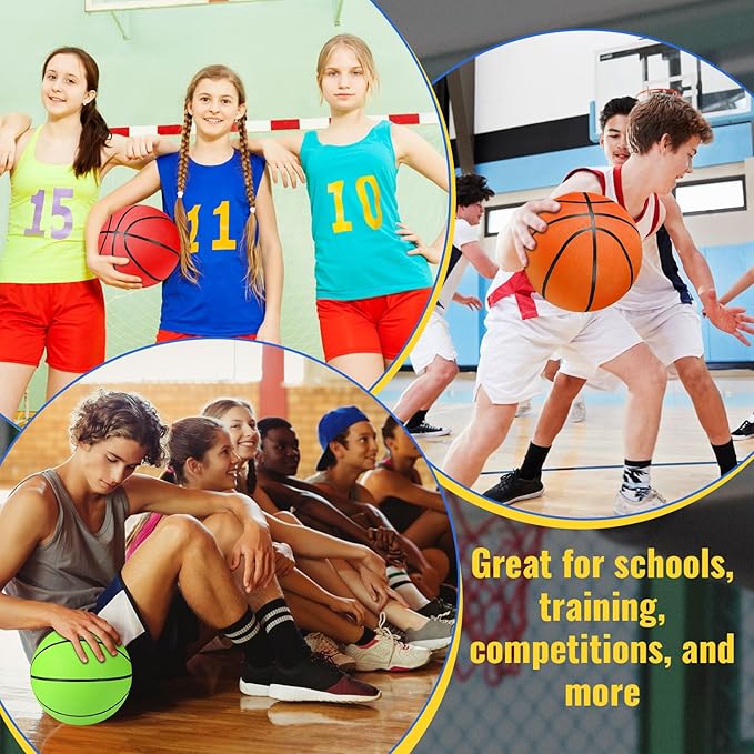 Jerify 12 Pack Official Size Rubber Basketballs for Kids Child Junior Youth Indoor Outdoor Sports Basket Balls with Pump Back to School Student Gifts Operation Christmas Bulk Items