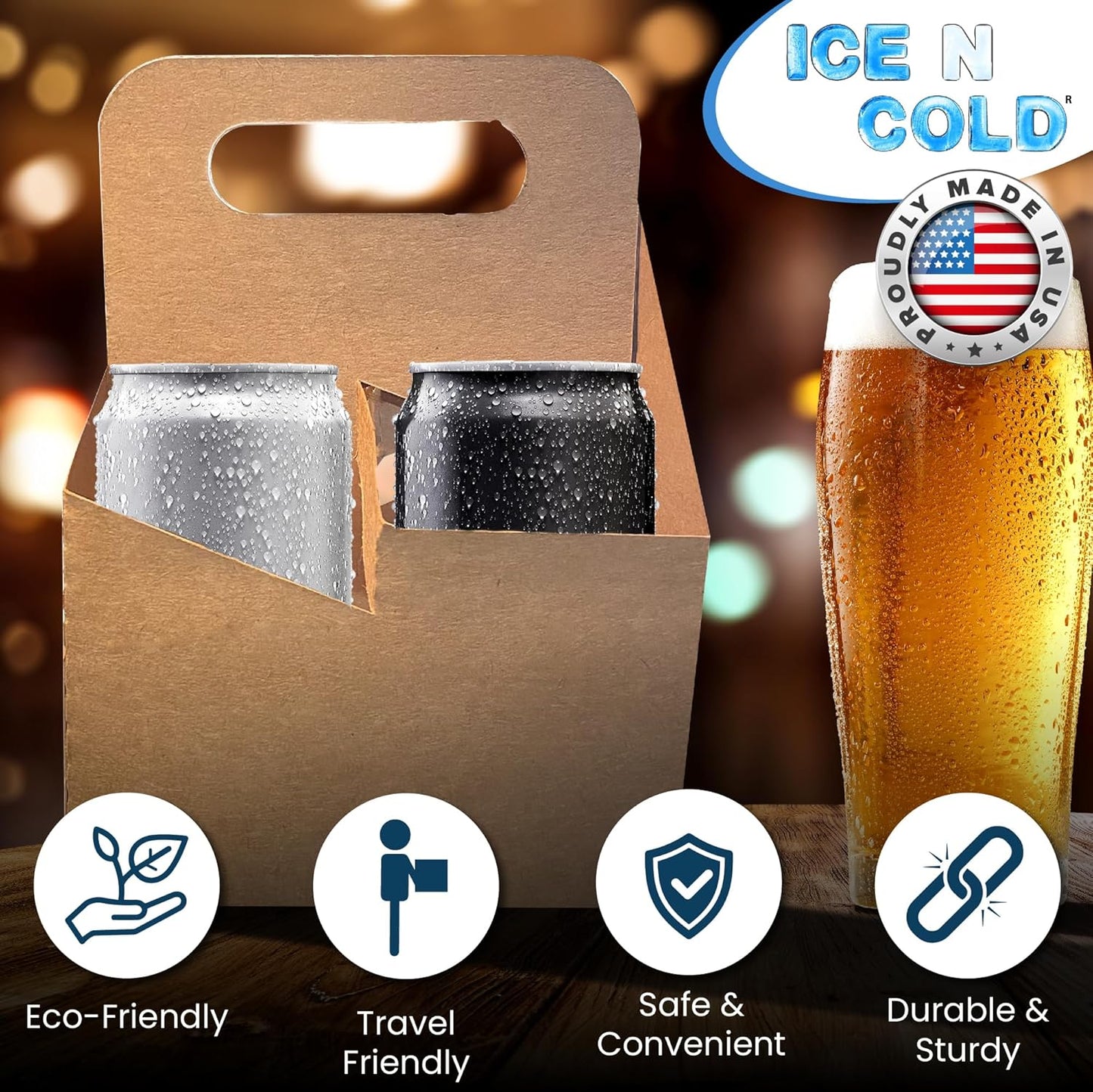 4 Cup Drink Carrier with Handle | Kraft Paperboard Cup Holder | Disposable Cup Holder for Hot or Cold Drinks | Cup Carrier for Food Delivery Services, Uber Eats, Door Dash (30)