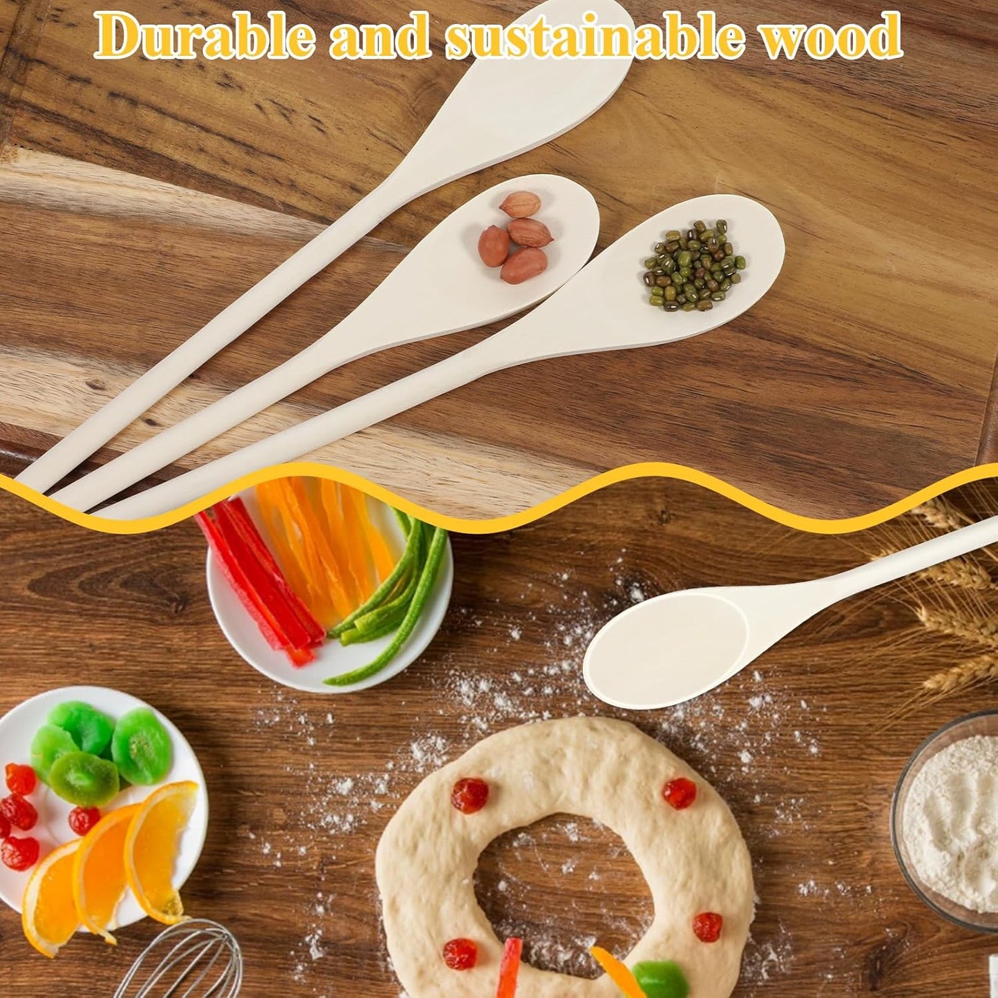 50 PCS 10 Inch Wooden Spoon Bulk for Cooking Oval Sauce Soup Stirring Wooden Tasting Spoons Wood Mixing Spoons Oval Soup Ladle for Cooking, Baking, Mixing, Serving, Stirring, Crafts, Gift