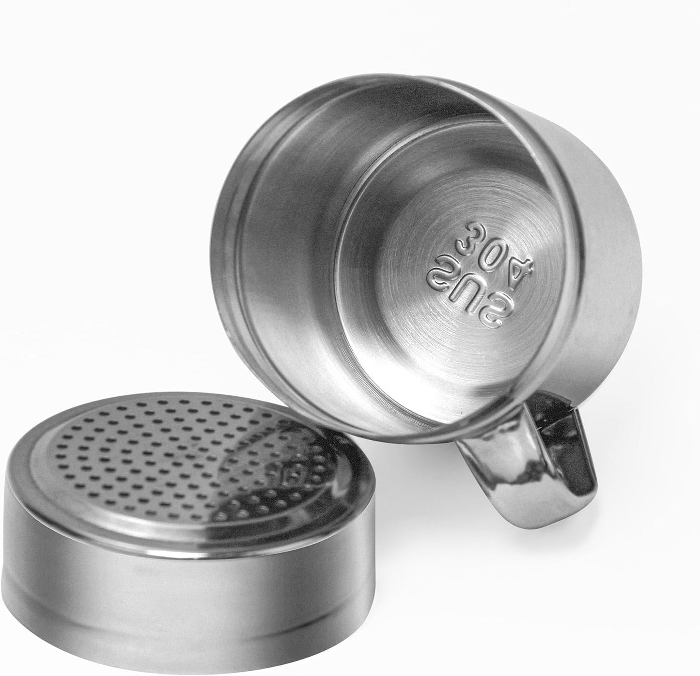 Stainless Steel Salt and Pepper Shakers Set, 14 OZ Seasoning Spice Shaker with Lid and Handle 127 Holes, Metal Dredge Shaker for Powder Sugar Cooking Kitchen Baking (2 Pieces)