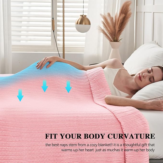 L'AGRATY Knitted Weighted Blanket - 50"x60" 10lbs Cooling Chunky Knit Heavy Blanket for Adults Braided Crochet Throw Thick Cable Yarn Knit Decorative No Beads Evenly Weighted Machine Washable