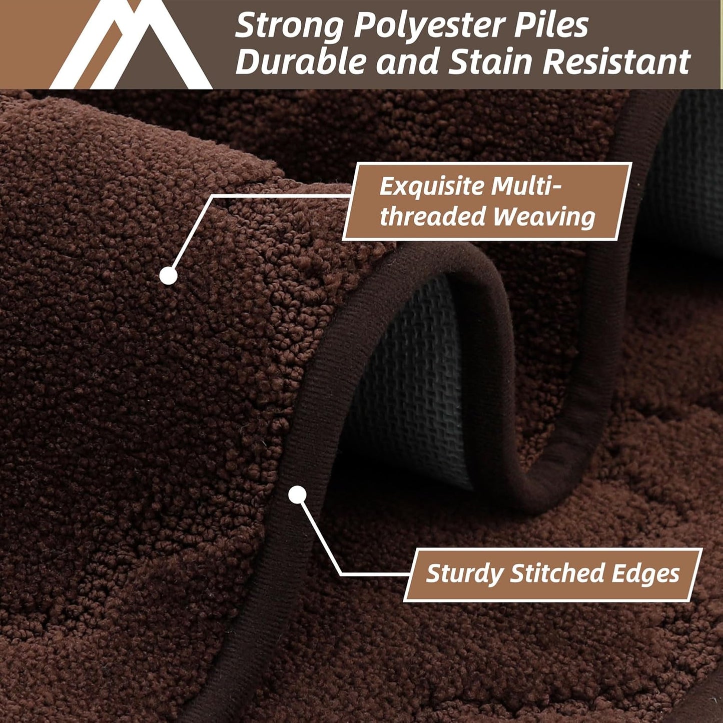 COSY HOMEER Soft Kitchen Rugs [2 PCS] for in Front of Sink Super Absorbent Kitchen Floor Mats and Mats 20x30 Inch/20X48 Non-Skid Kitchen Mat Standing Mat Washable,Polyester,Brown