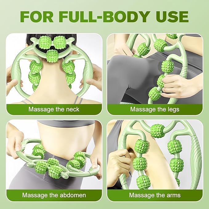 Deep Tissue Massage Roller for Legs Leg Massager Roller Thigh Massager PP 18-Wheel 9.45x10.24x4.33in Pink/Green for Home Fitness Muscle Recovery Men Women (18Wheels,Green)