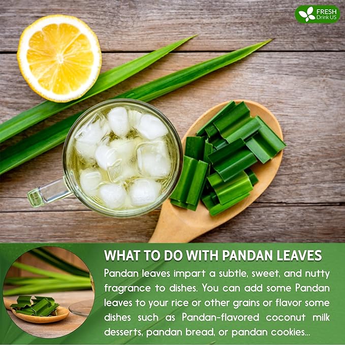 FreshDrinkUS, Premium 8oz Natural Pandan Leaves Dried, 100% Pure Dried Pandan Leaves, Pandan Leaf Tea, No Additives, No Caffeine, Vegan (8 oz Dried Leaves)