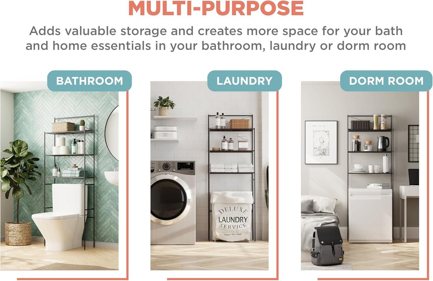 Zenna Home Over the Toilet Storage Shelf Space Saver, Behind Toilet Bathroom Organizer and Storage, Metal Bathroom Organizer with 3 Shelves, Oil Rubbed Bronze