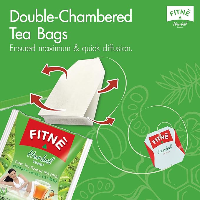 FITNE Green Tea Herbal Honey Lemon With Garcinia Senna Infusion Gentle Detox Cleanse High Antioxidant No Calories Stevia Sweetener, 30 Tea Bags