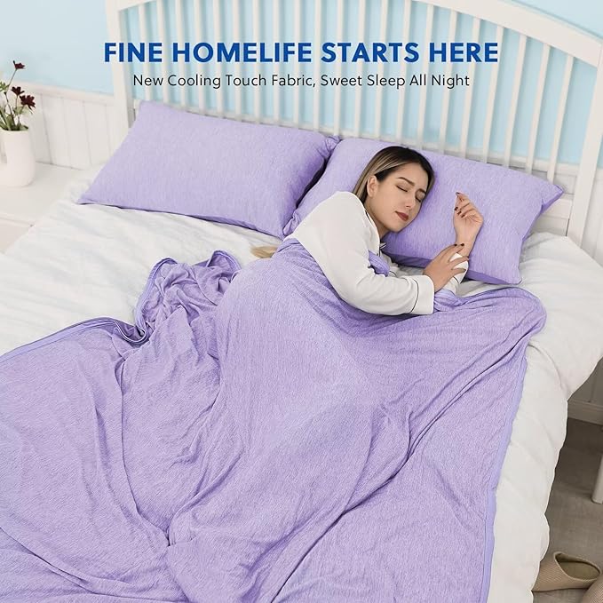 HOMFINE Cooling Blankets for Hot Sleepers - Summer Blanket Thin Lightweight Breathable Soft Double Side Enhanced Cooling for Bed Couch Sofa, Keep Cool for Night Sweats (Purple, 90 x 90 inches)