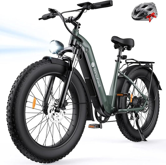 isinwheel U8 Plus Electric Bike for Adults,1500W Peak Motor Hydraulic Brake Ebike,Max 20/28MPH 75-105Miles Electric Bicycle with 13AH/18AH Battery,26" Step-Thru Fat Tire Commuter E Bike for Adults